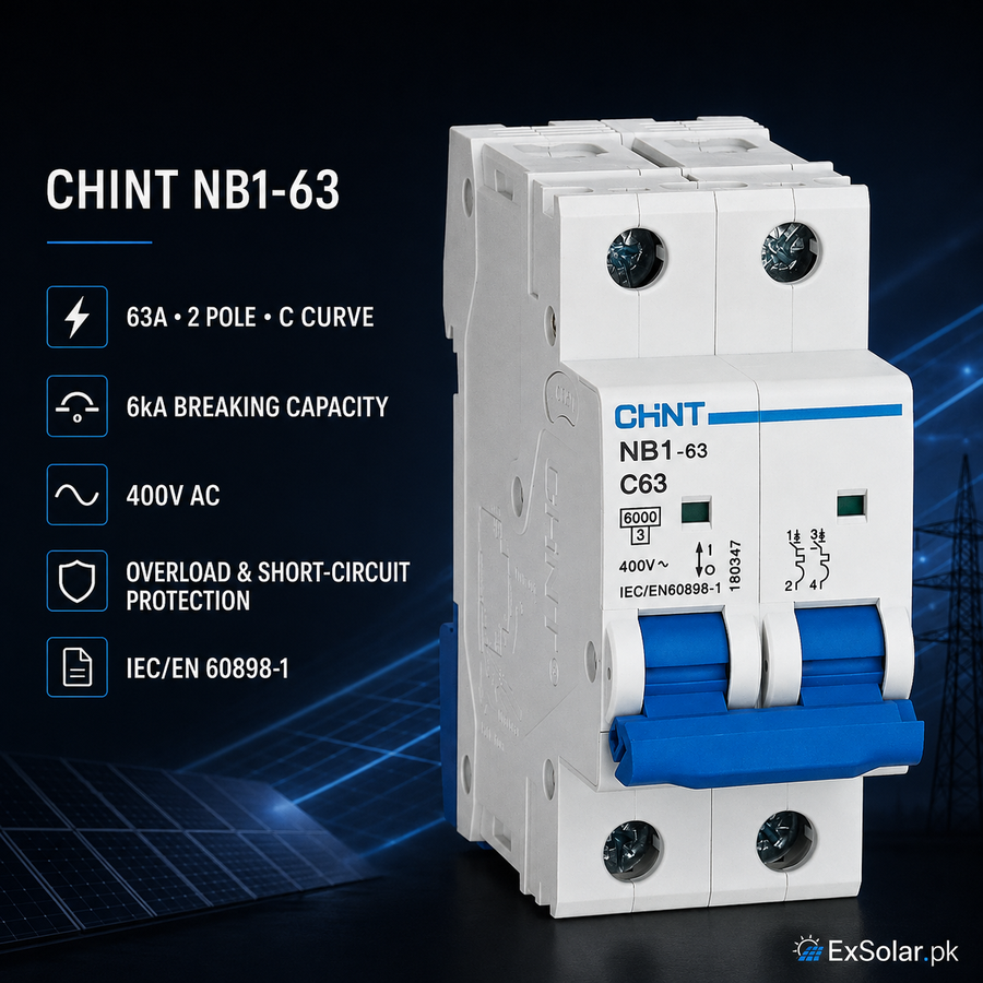 CHINT NB1-63 C63 63A 2-Pole 400V 6kA AC Miniature Circuit Breaker