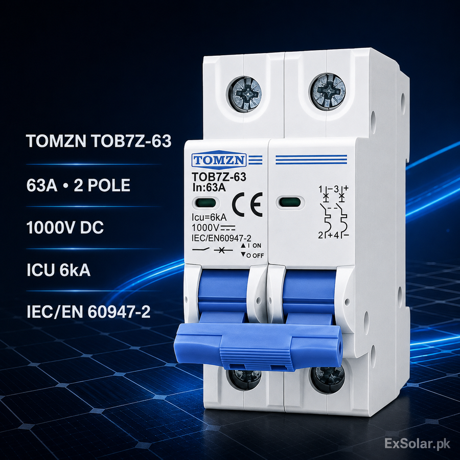 TOMZN TOB7Z-63 63A 2-Pole 1000V DC Solar Circuit Breaker