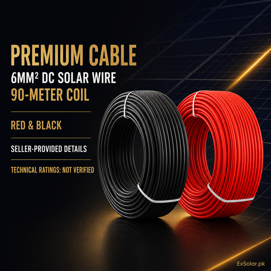 Premium Cable 6mm DC Solar Wire — 90m Coil