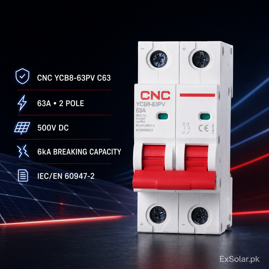 CNC YCB8-63PV C63 63A 2-Pole 500V DC Solar MCB
