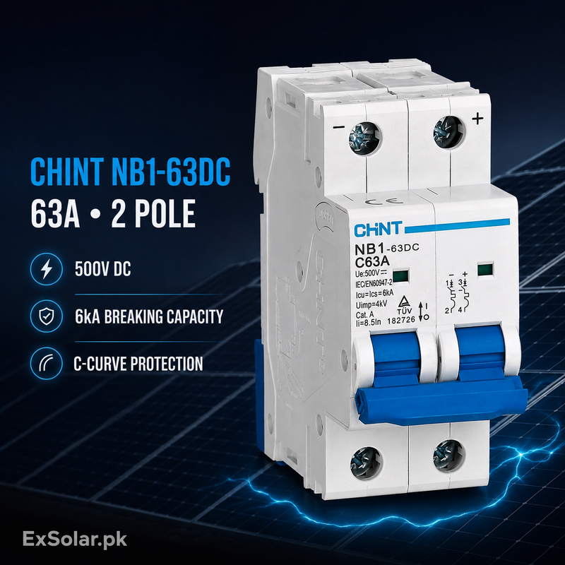 CHINT NB1-63DC C63A 63A 2-Pole 500V DC Solar Breaker