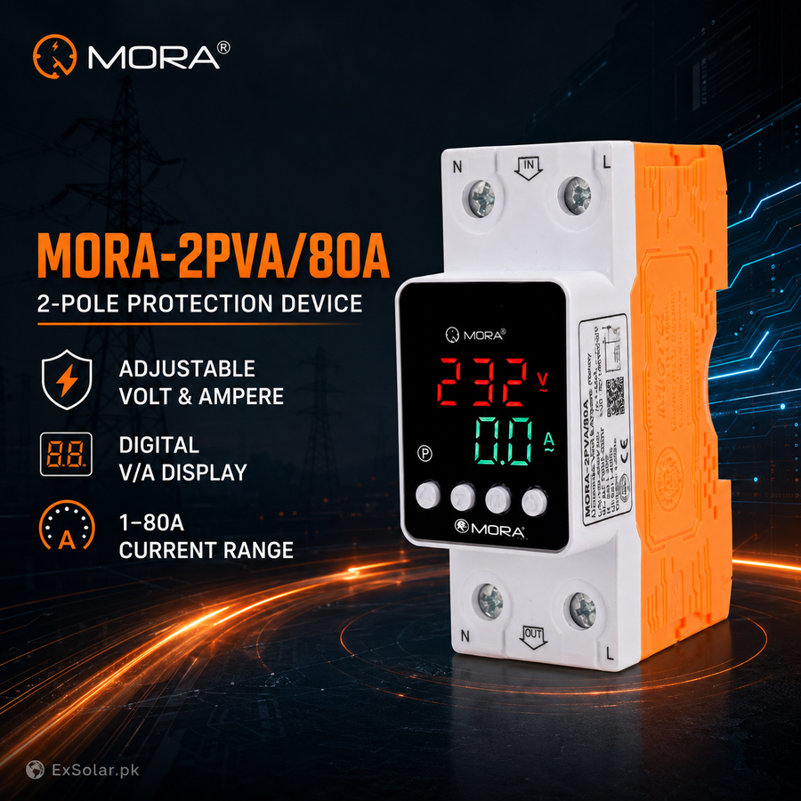MORA-2PVA/80A 2-Pole Adjustable Voltage & Current Protector