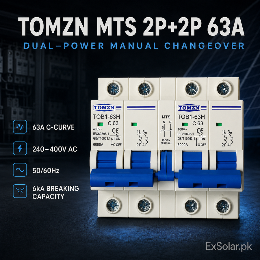 TOMZN TOB1-63H MTS 2P+2P 63A Dual-Power Manual Changeover Breaker