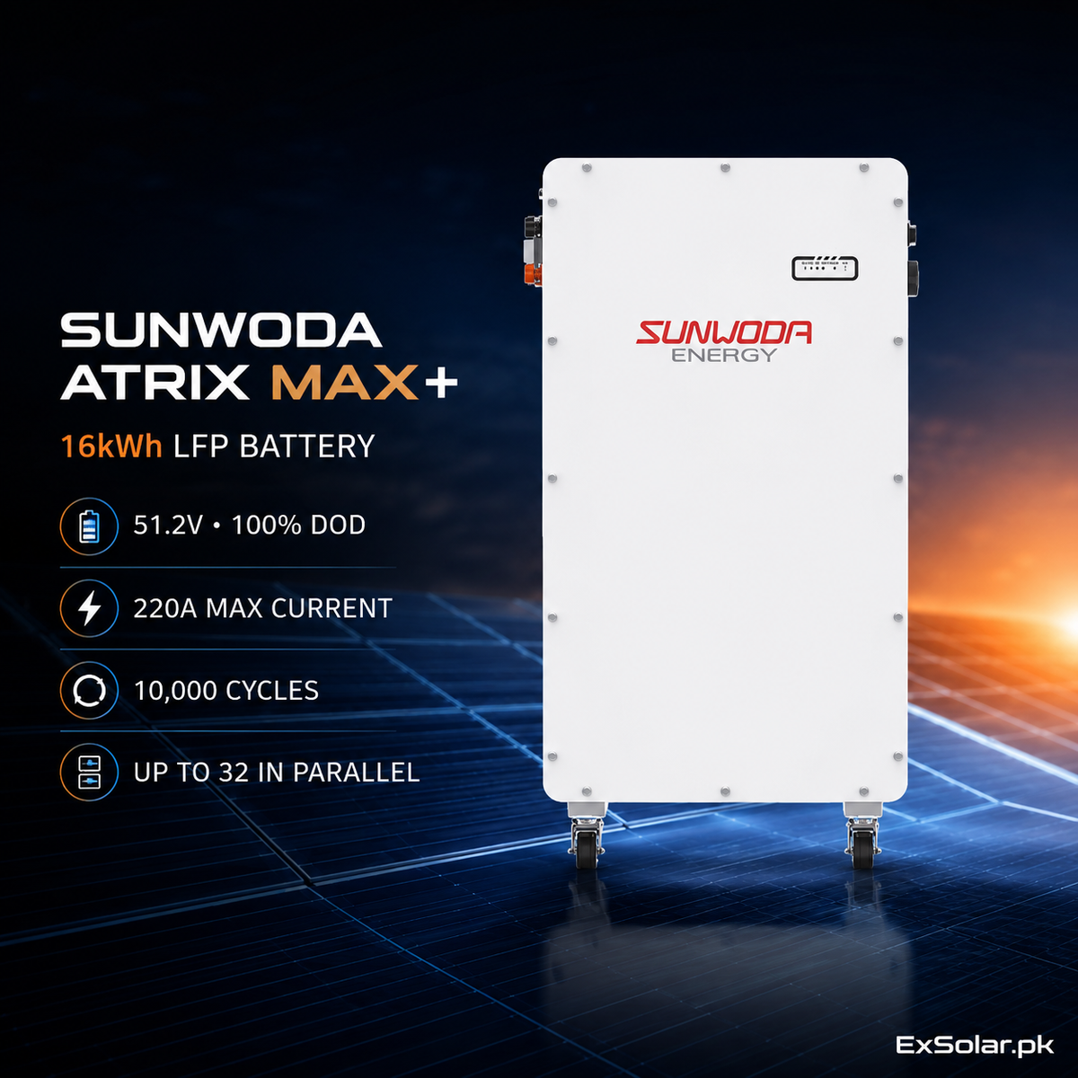 Sunwoda Atrix Max+ 16kWh 51.2V LFP Battery — Atrix Max-16L-PK