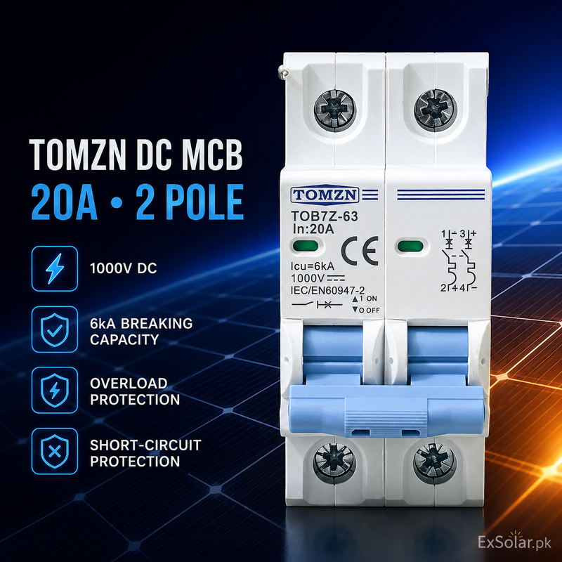 TOMZN TOB7Z-63 20A 2P 1000V DC Solar MCB