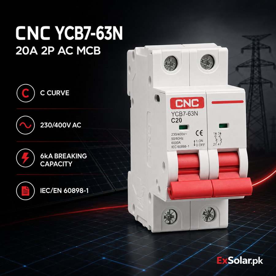 CNC YCB7-63N C20 20A 2P 6kA AC Miniature Circuit Breaker