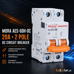 MORA AES-60H-DC C20 20A 2-Pole DC Circuit Breaker