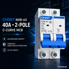 CHINT NXB-63 C40 40A 2-Pole 6kA AC Miniature Circuit Breaker