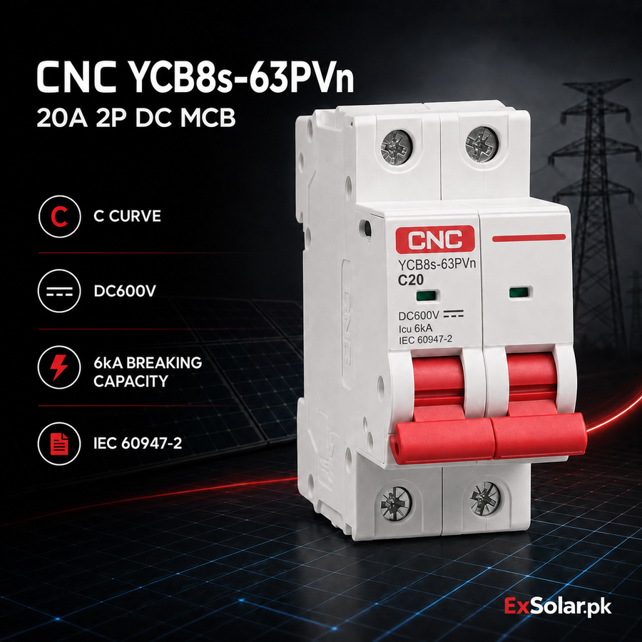 CNC YCB8s-63PVn C20 20A 2P 600V DC Solar MCB