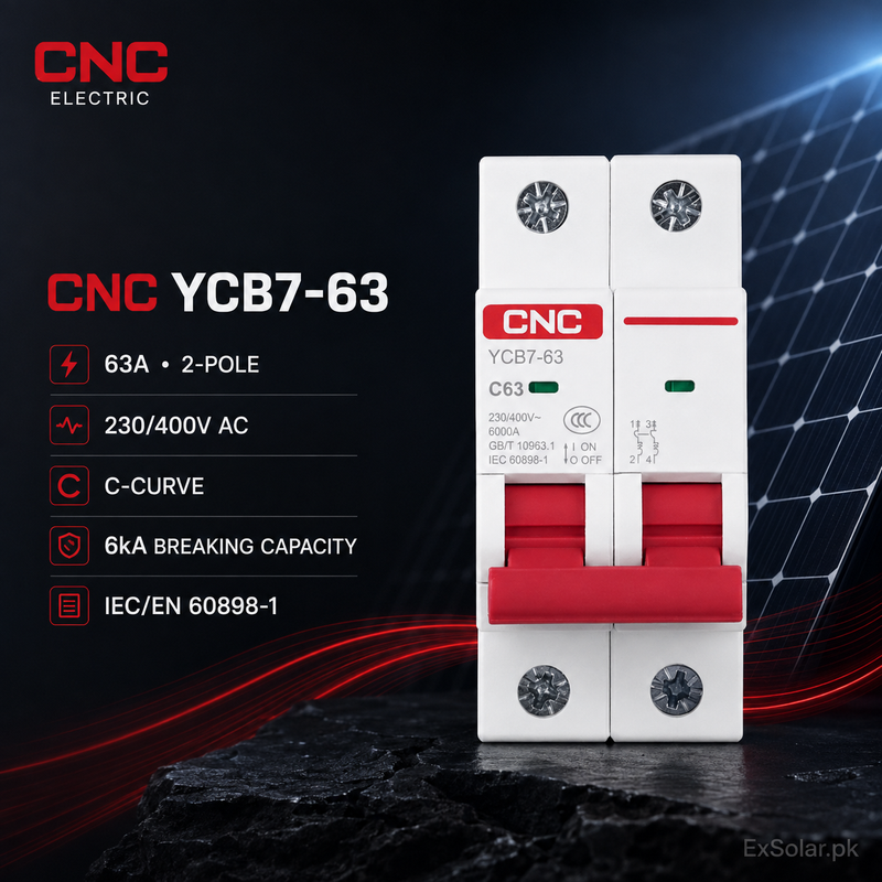 CNC YCB7-63 C63 63A 2-Pole 230/400V 6kA AC Miniature Circuit Breaker