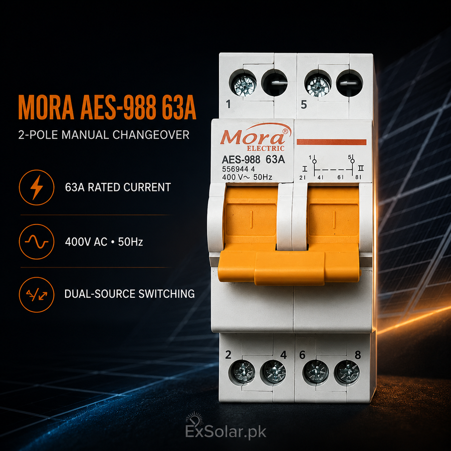 MORA AES-988 63A 2-Pole Manual Changeover Switch – 400V AC