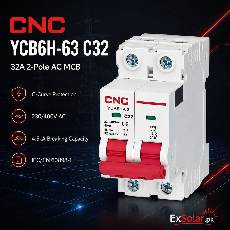 CNC YCB6H-63 32A 2-Pole C-Curve AC Miniature Circuit Breaker