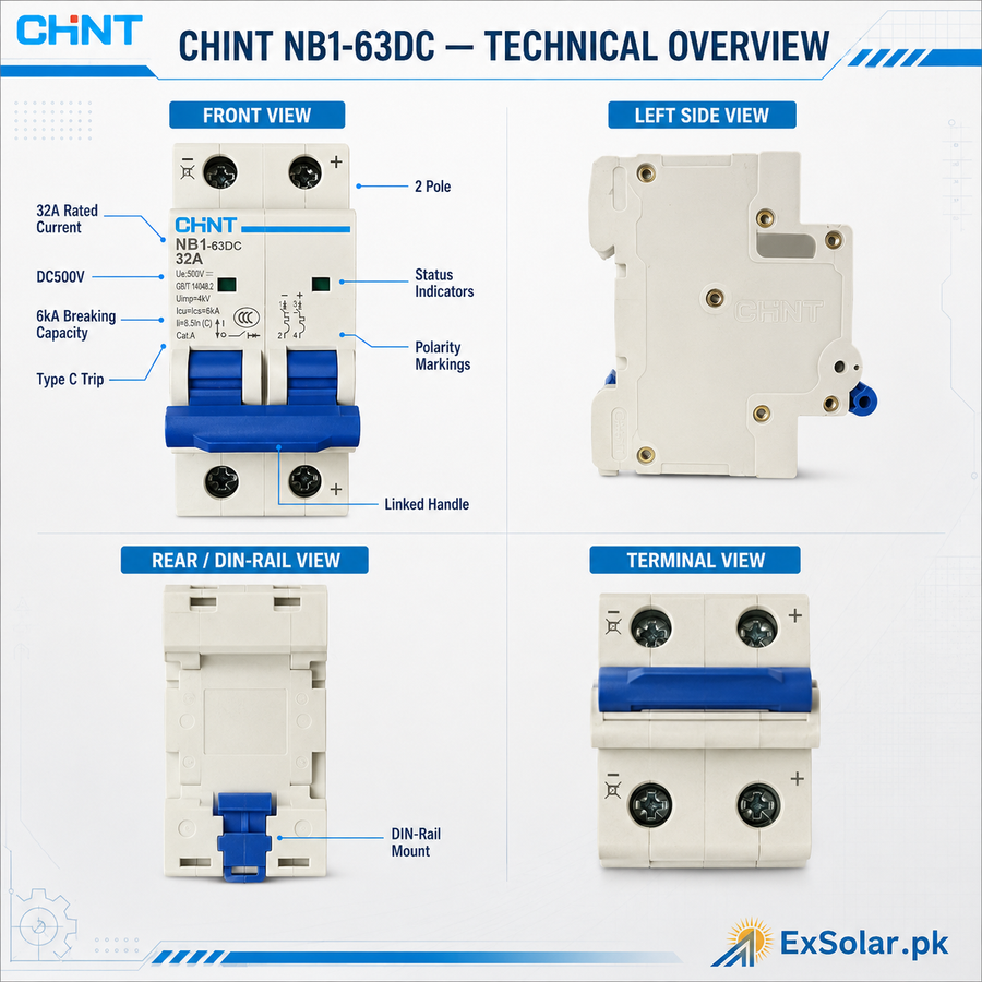 CHINT NB1-63DC 32A 2P 500V DC Circuit Breaker
