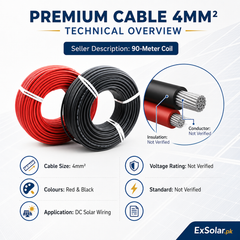 Premium Cable 4mm DC Solar Wire — 90m Coil