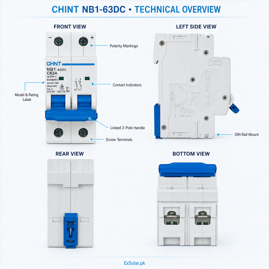 CHINT NB1-63DC C63A 63A 2-Pole 500V DC Solar Breaker