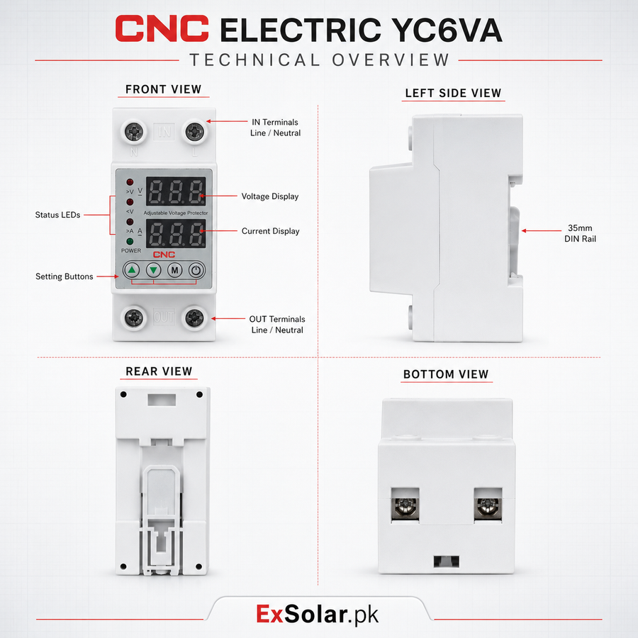 CNC Electric YC6VA 2-Pole Adjustable Voltage & Current Protection Relay