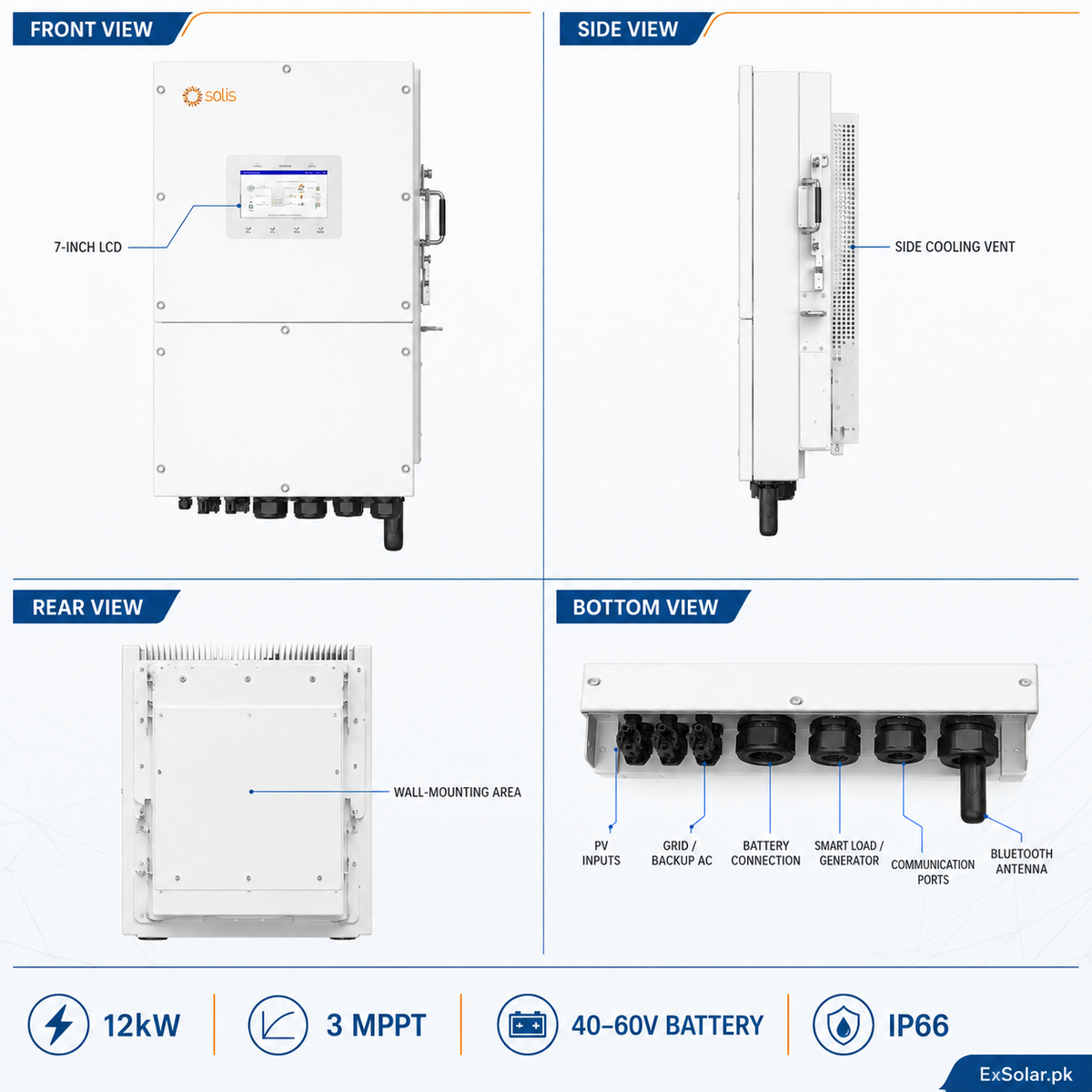 Solis S6-EH1P12K03-NV-YD-L 12kW Single-Phase Hybrid Inverter IP66