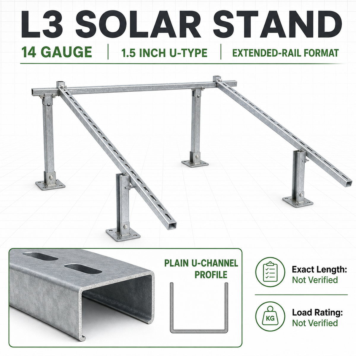 Solar Stand L3 14 Gauge 1.5-Inch U-Type