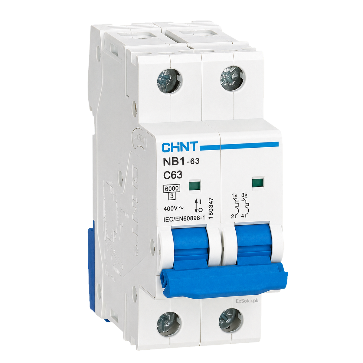 CHINT NB1-63 C63 63A 2-Pole 400V 6kA AC Miniature Circuit Breaker