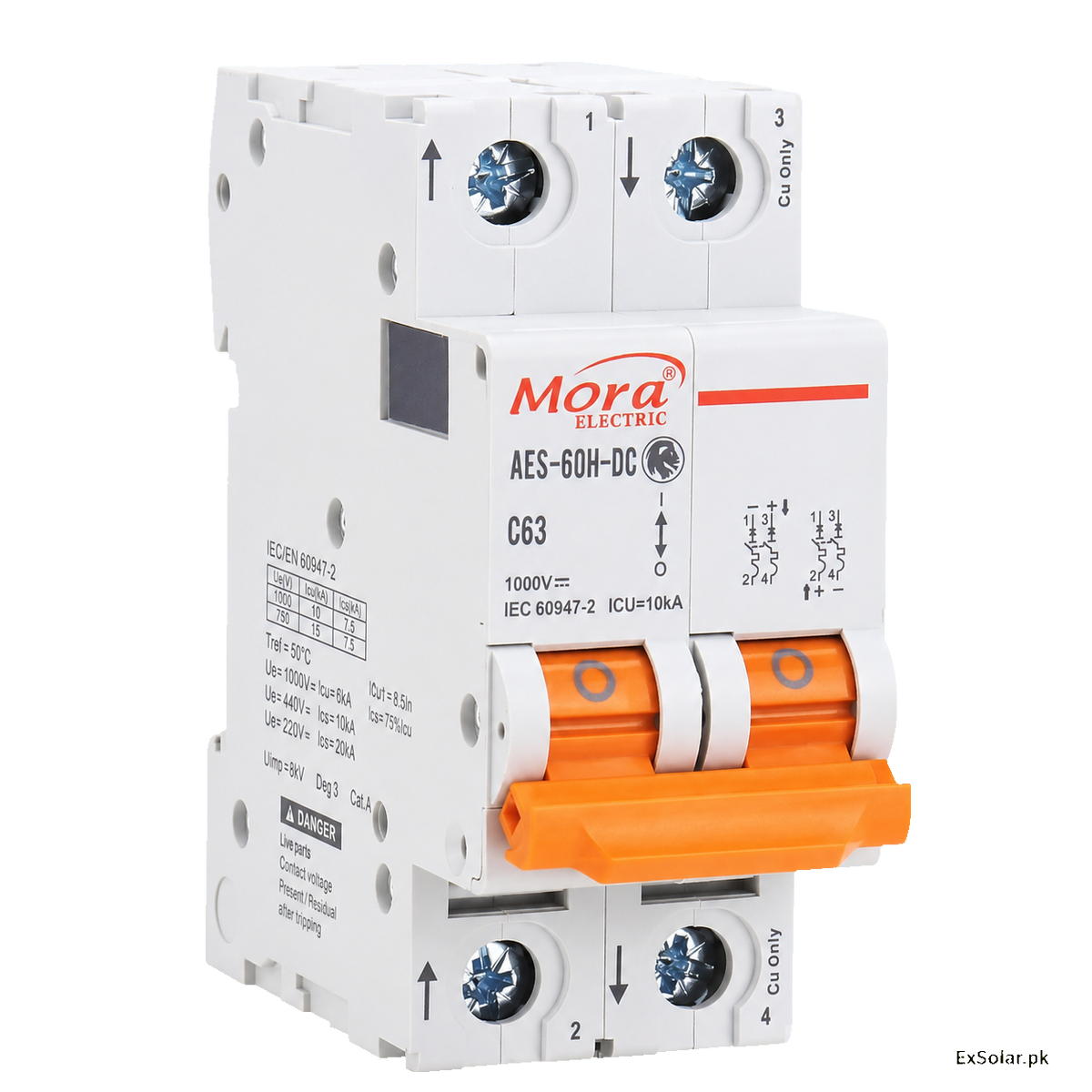 MORA AES-60H-DC C63 63A 2-Pole 1000V DC Circuit Breaker
