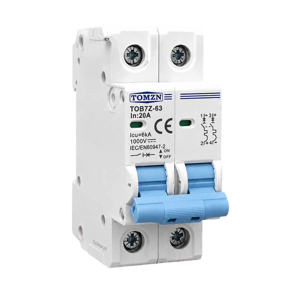 TOMZN TOB7Z-63 20A 2P 1000V DC Solar MCB