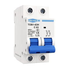 TOMZN TOB1-63H C63 63A 2-Pole 400V 6kA AC Miniature Circuit Breaker