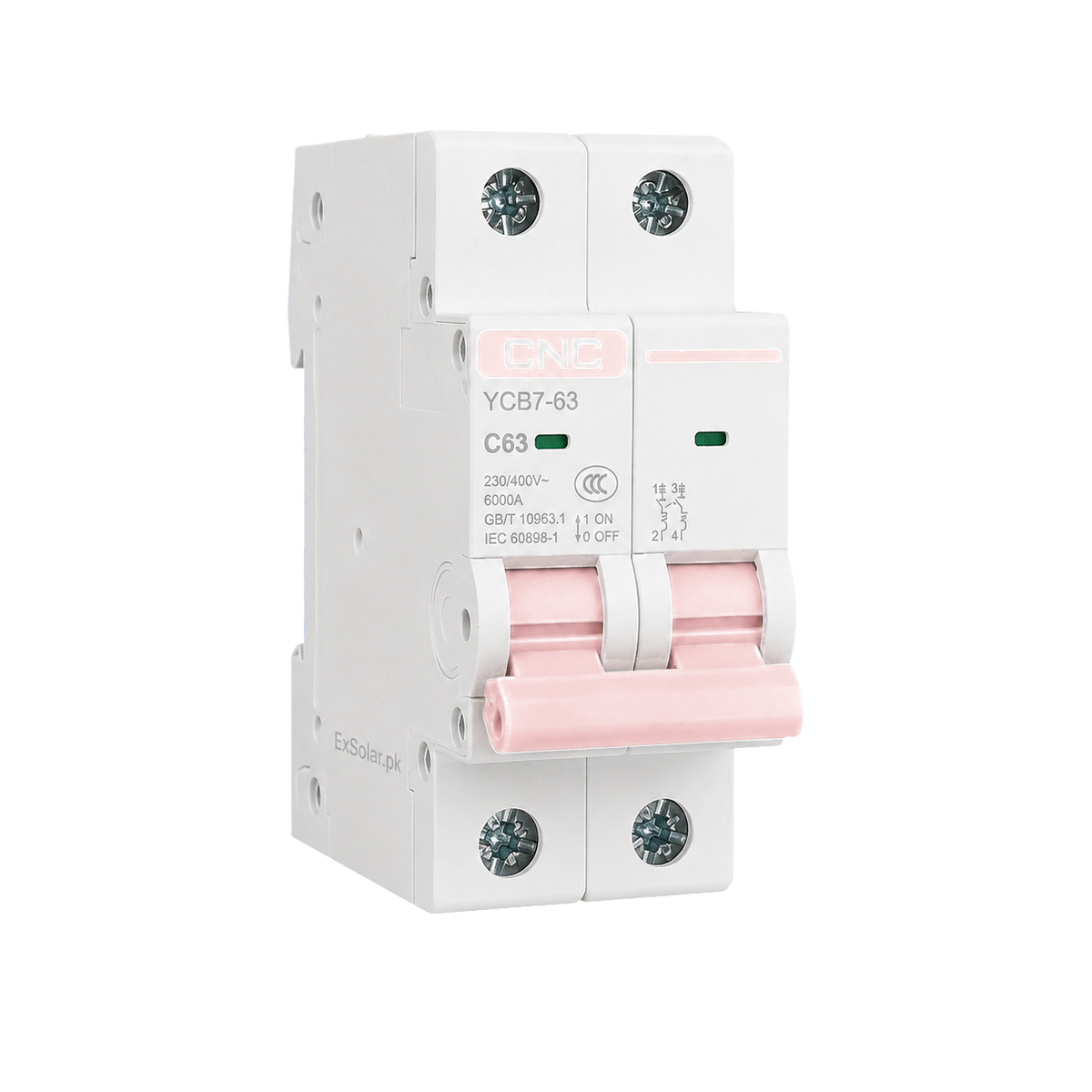 CNC YCB7-63 C63 63A 2-Pole 230/400V 6kA AC Miniature Circuit Breaker