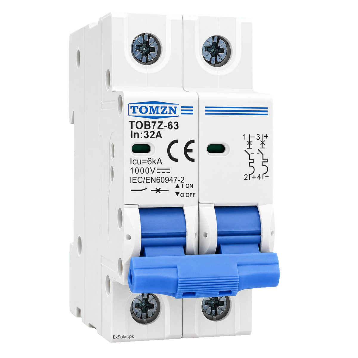 TOMZN TOB7Z-63 32A 2P 1000V DC Solar MCB