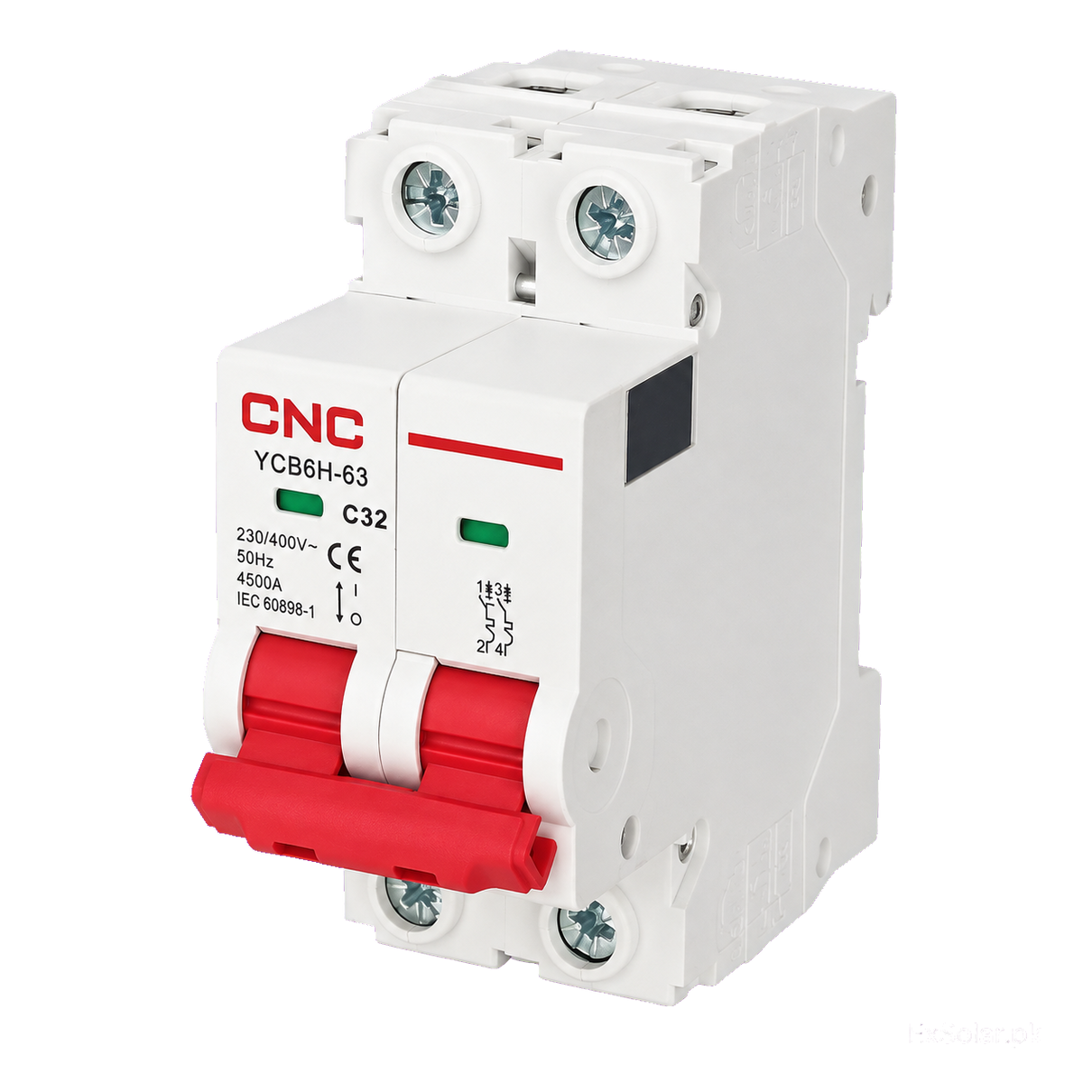 CNC YCB6H-63 32A 2-Pole C-Curve AC Miniature Circuit Breaker