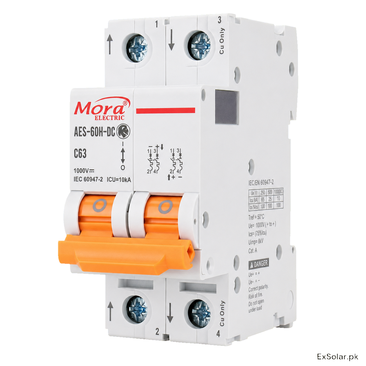 MORA AES-60H-DC C63 63A 2-Pole 1000V DC Circuit Breaker