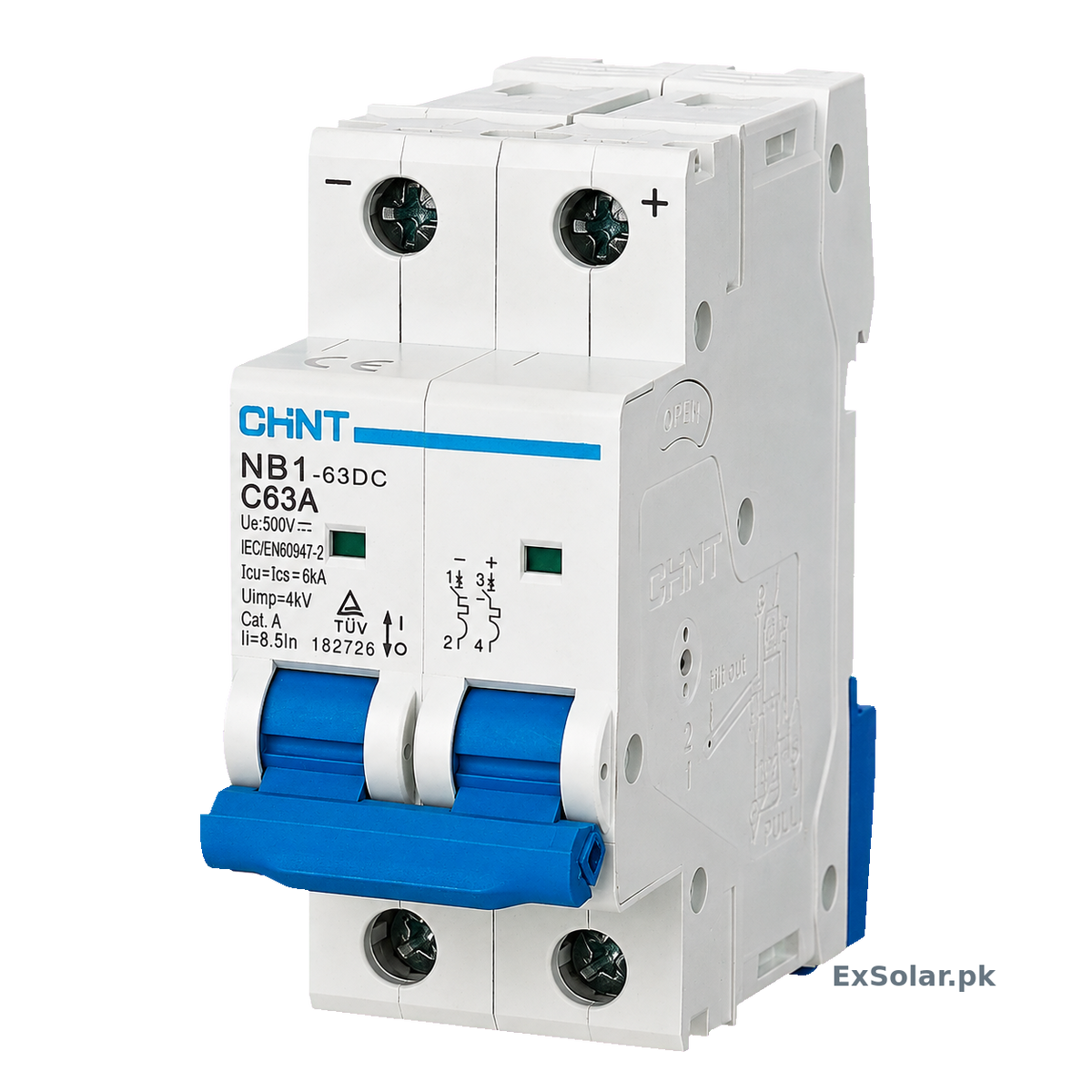 CHINT NB1-63DC C63A 63A 2-Pole 500V DC Solar Breaker