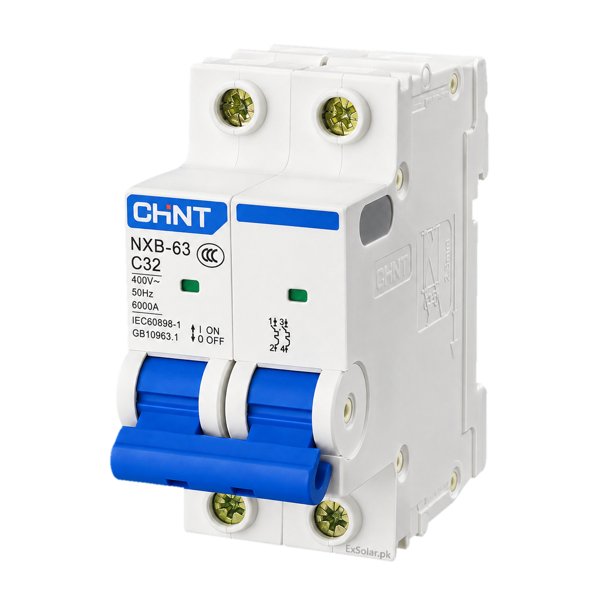 CHINT NXB-63 C32 32A 2-Pole 400V AC 6kA MCB