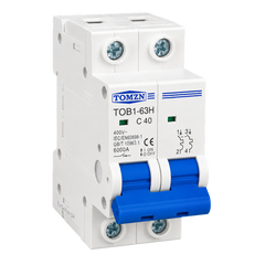 TOMZN TOB1-63H C40 40A 2-Pole AC Miniature Circuit Breaker