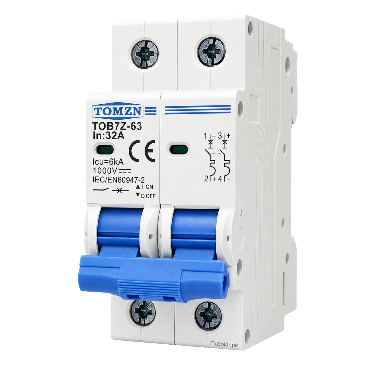 TOMZN TOB7Z-63 32A 2P 1000V DC Solar MCB