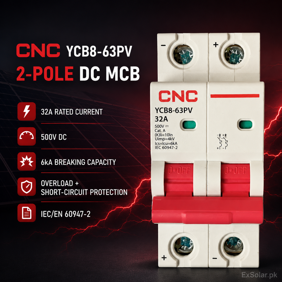 CNC YCB8-63PV 2-Pole 32A 500V DC Solar MCB Breaker