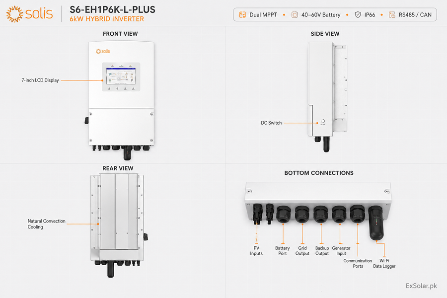 Solis S6-EH1P6K-L-PLUS 6kW Single-Phase Low-Voltage Hybrid Inverter