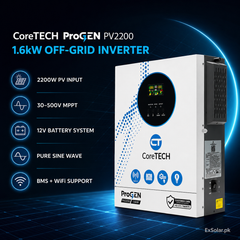 CoreTECH ProGEN PV2200 1.6kW 12V Off-Grid Solar Inverter with MPPT